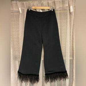 Emily McCarthy cropped Feather Hem Wide Leg Pants